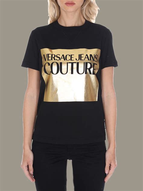 versace jeans logo t shirt black|Versace Jeans t shirt women.